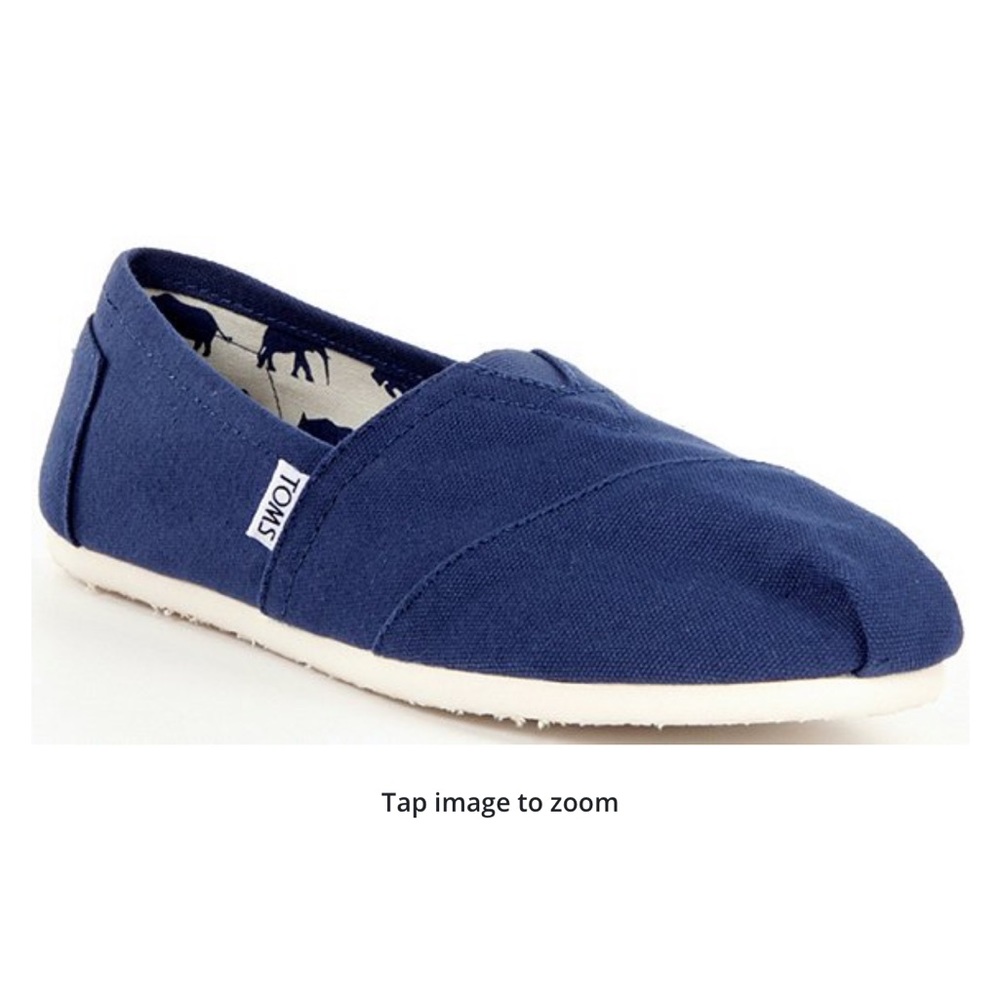 Toms Alpargata Core Blue Canvas Slip Ons Size 8.5